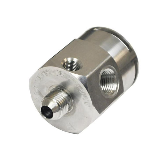 034-106-5001-RAW Fuel Pressure Regulator (FPR) Housing Adapter, Remote Mount, Billet Aluminum - Aluminum (Raw)