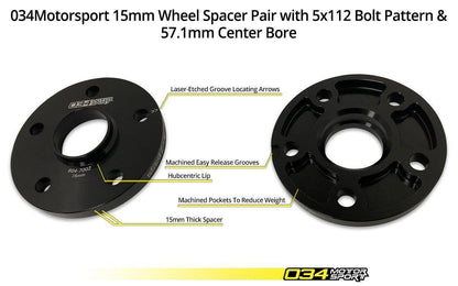034 - Dynamic+ Flush Wheel Spacer Kit (MQB). Volkswagen Golf MK7 & Audi 8V S3 - 034-604-7013
